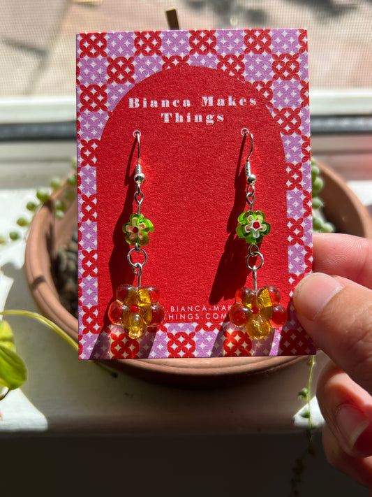 Glass flower earrings