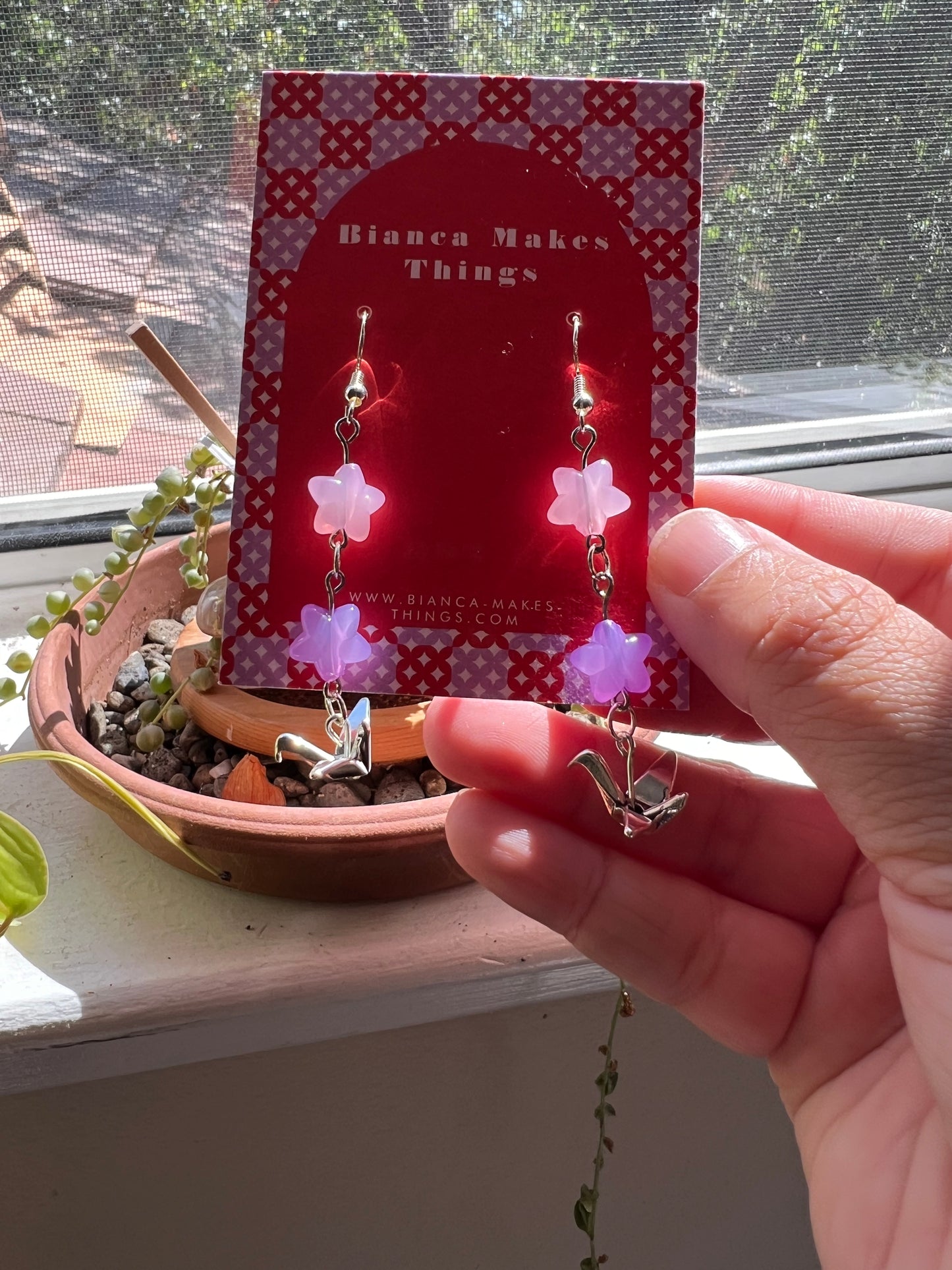 Origami crane earrings