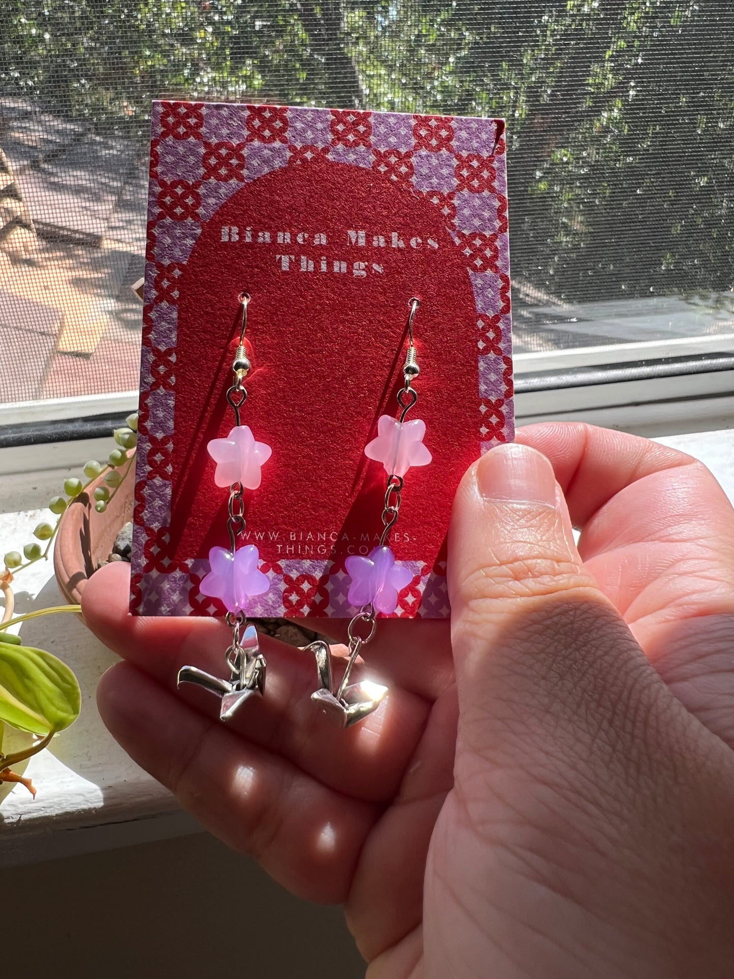 Origami crane earrings