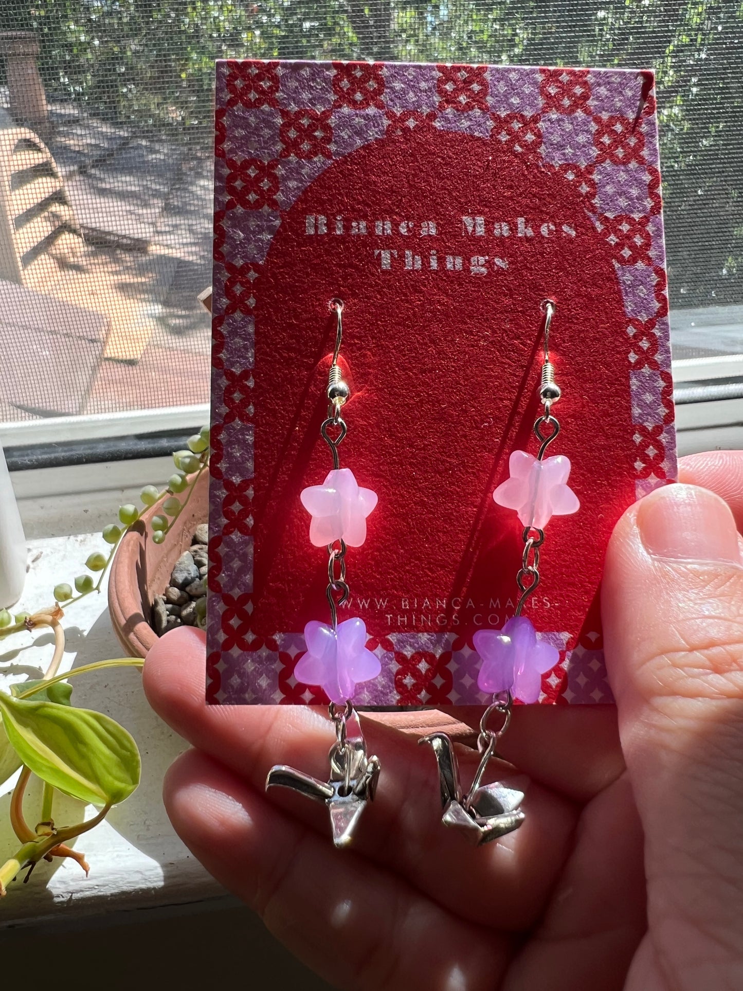 Origami crane earrings