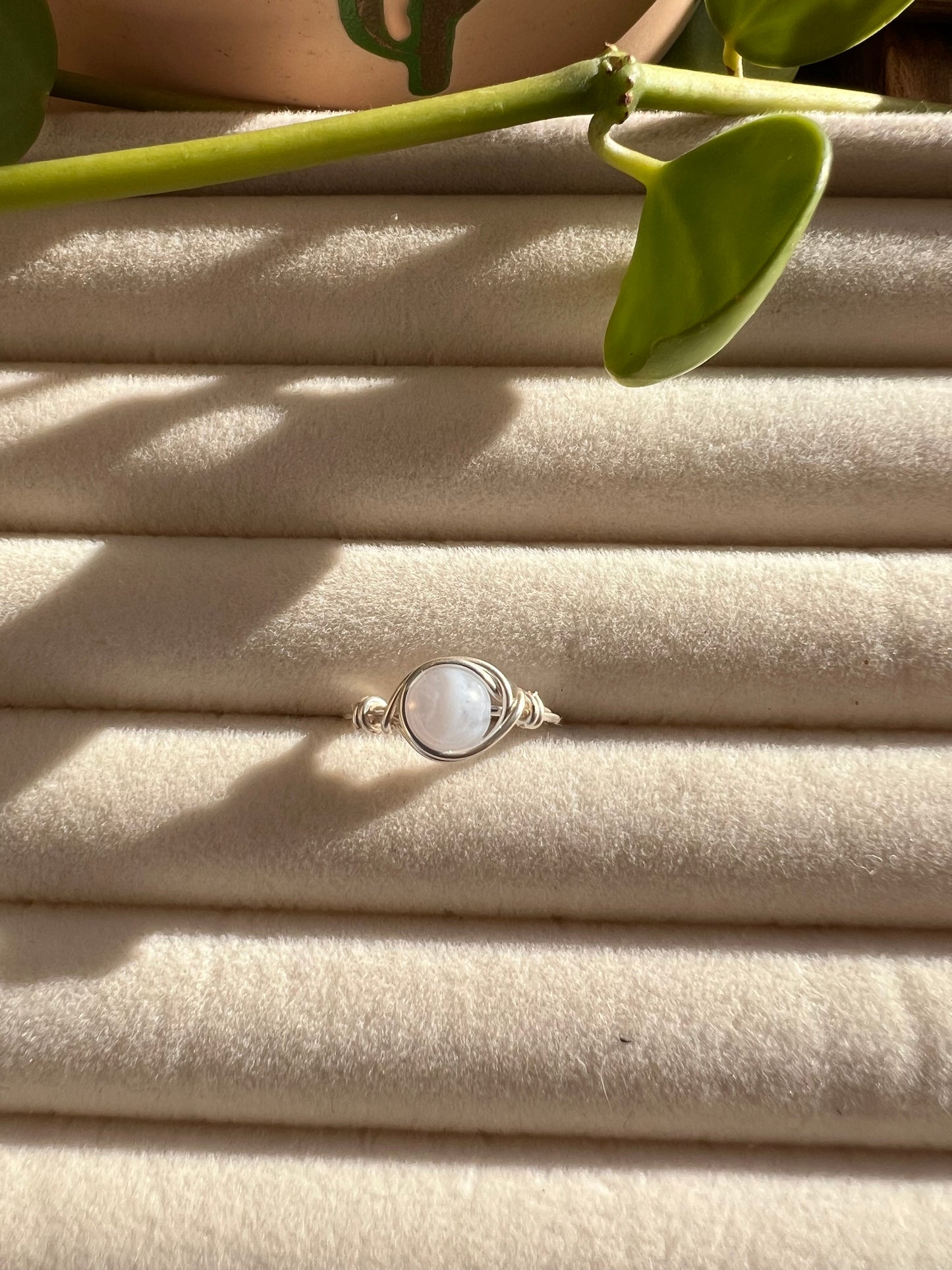 Blue lace agate ring